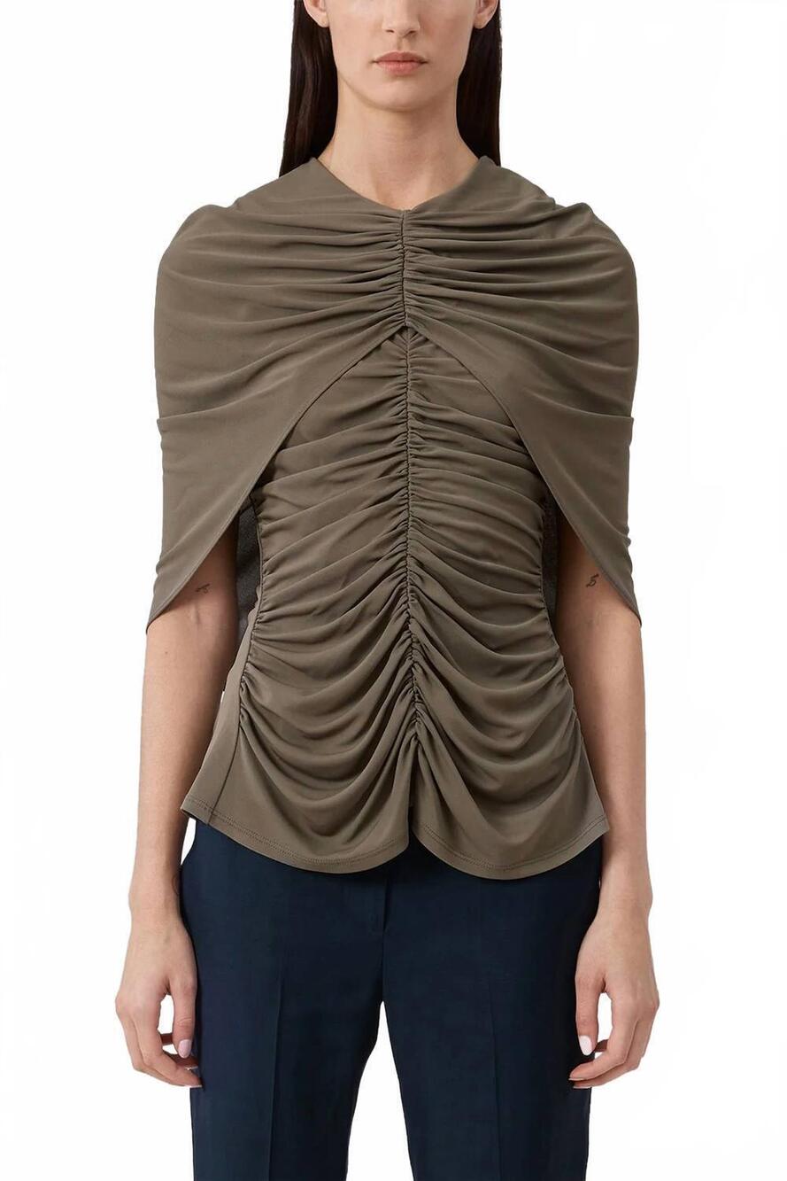 NEW KALLMEYER emme cape top in pigeon matte jersey